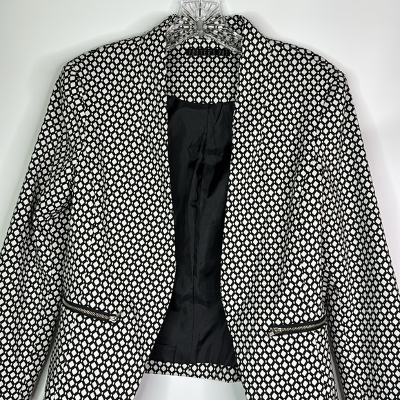 Potter's Pot Open Front Black And White Blazer Size Small - Picture 2 of 9